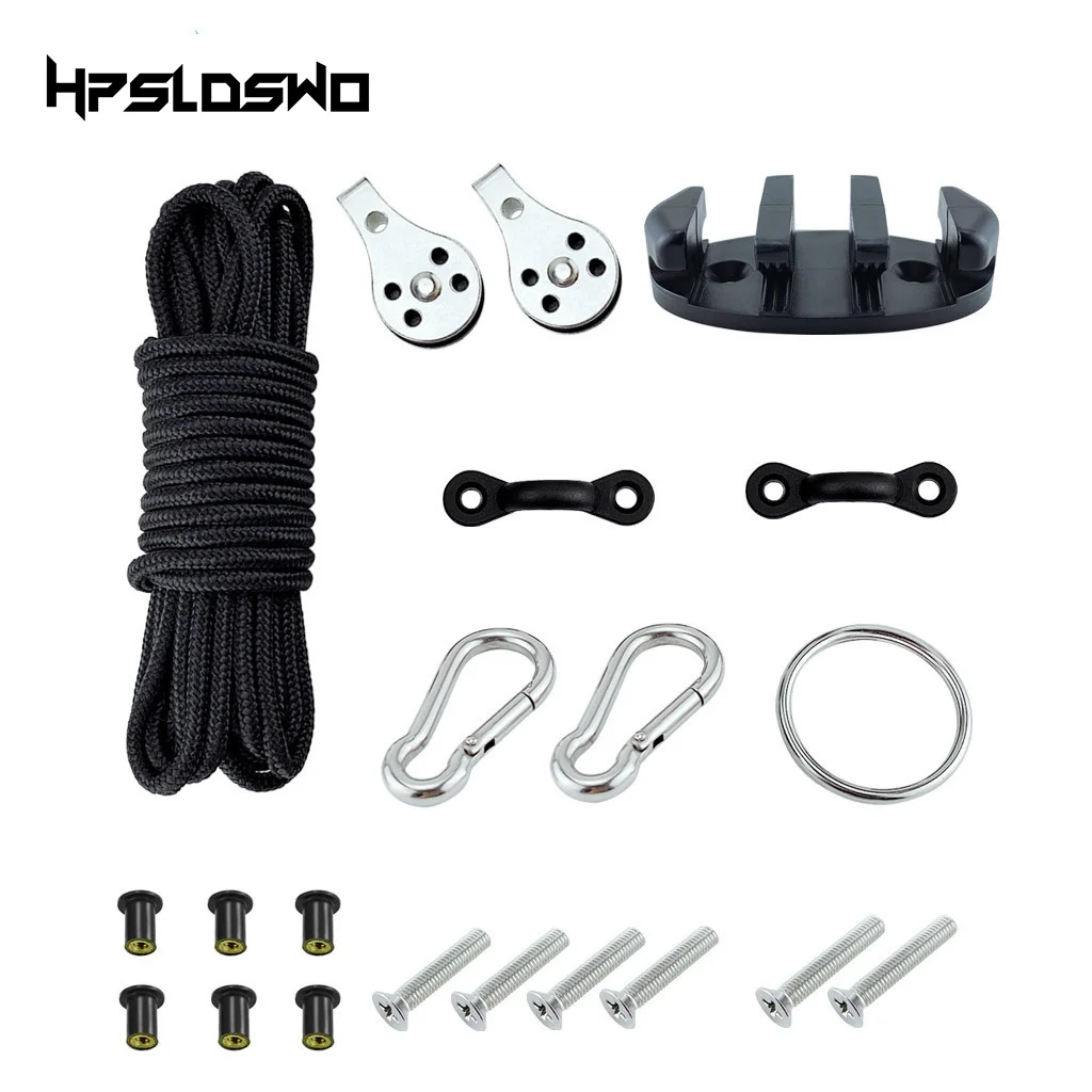 

Water Sports Kayak Canoe Anchor Trolley Kit Cleat Rigging Ring Pulleys Pad Eyes Well Nuts Screws Rope Boats Decks Accessories