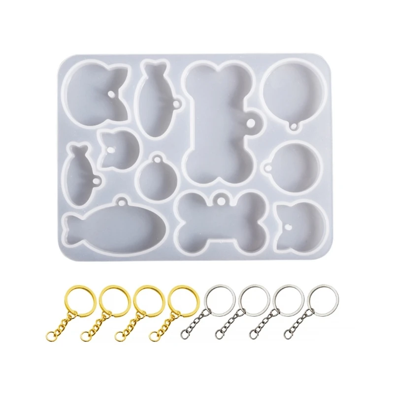 

Silicone Tag Mold Resin Pet Tag Pendant Molds for Resin Dog Bone Fish Shaped Epoxy Mold Keychain Charm Mold DIY Crafts