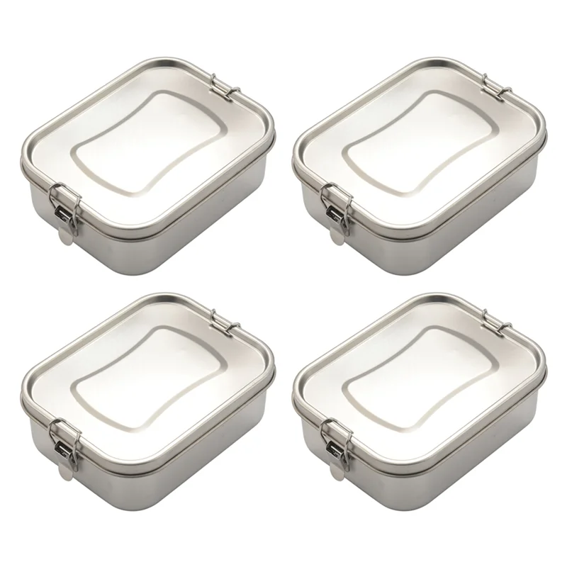 

4X Stainless Steel Bento Box Lunch Container 3-Compartment Bento Lunch Box for Sandwich and Two Sides 1400 Ml