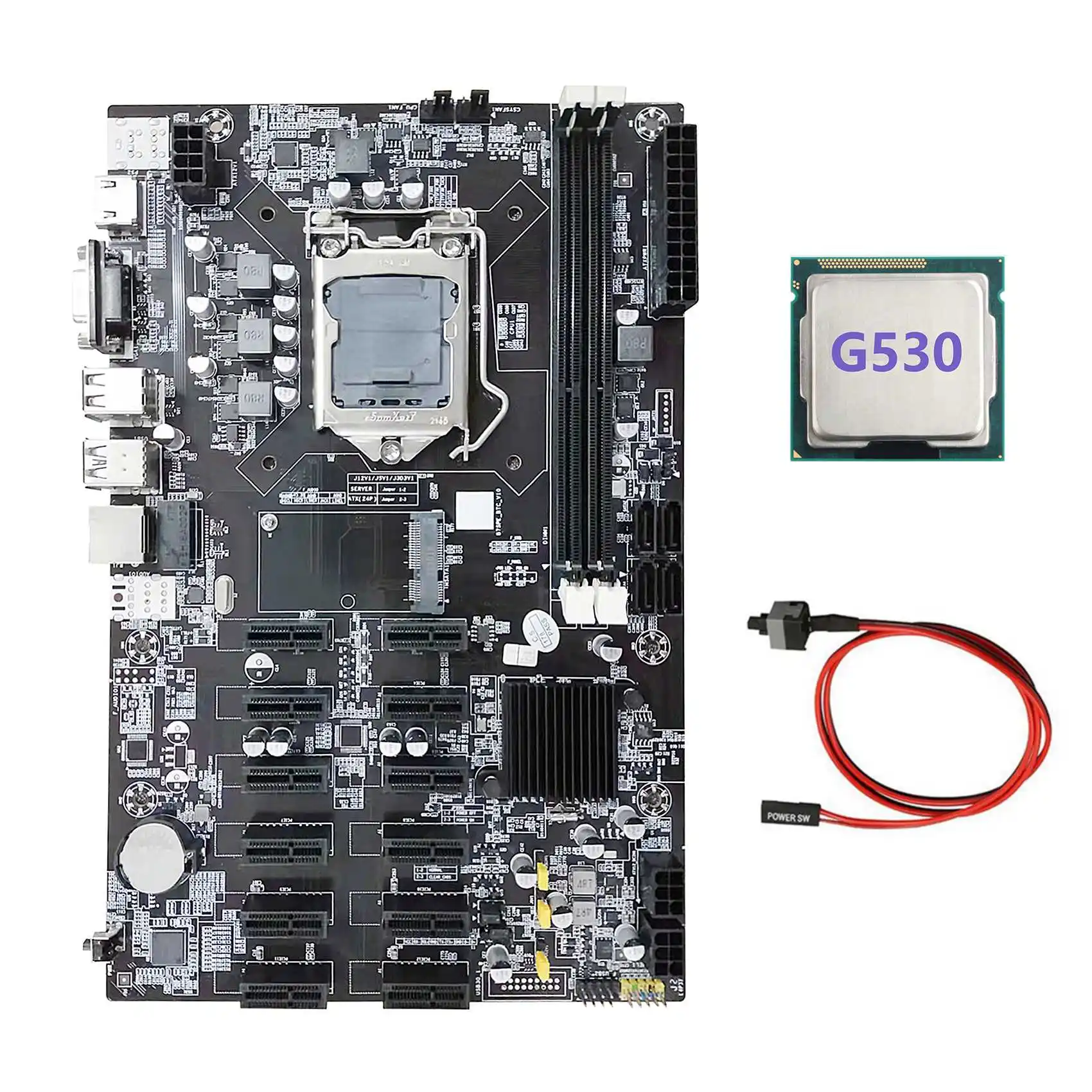 B75 12 PCIE ETH Mining Motherboard+G530 CPU+Switch Cable LGA1155 MSATA USB3.0 SATA3.0 DDR3 B75 BTC Miner Motherboard
