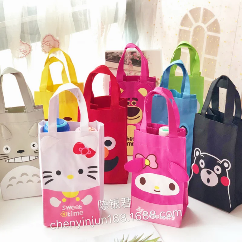 Kawaii Sanrioed Anime Cartoon series Cartoon water bottle canvas bag Sesame Street handbag Stitzer umbrella bag thermos bag