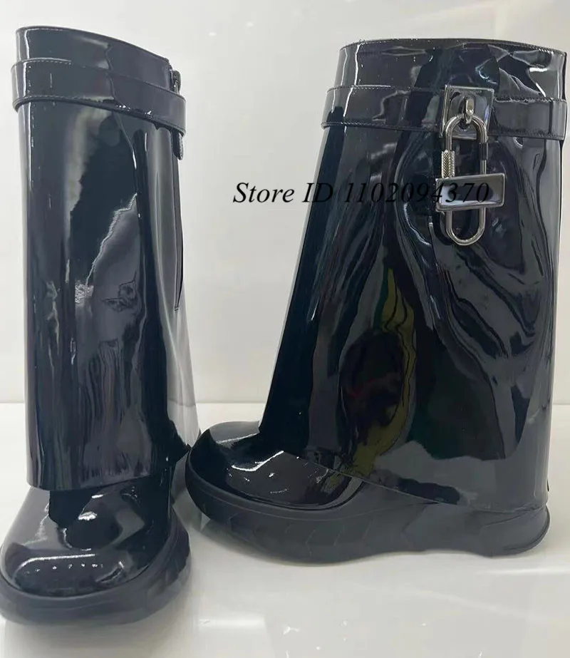 Длинные сапоги из зернистой кожи на толстой резиновой подошве женские