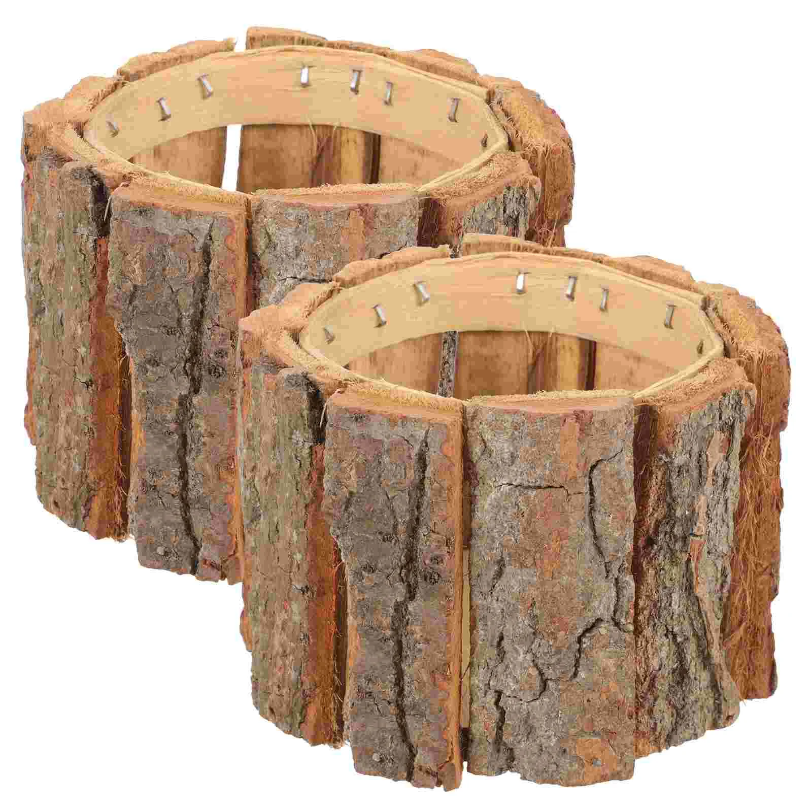 

2pcs Rustic Planter Tree Stump Pots Bonsai Pot Succulents Planter