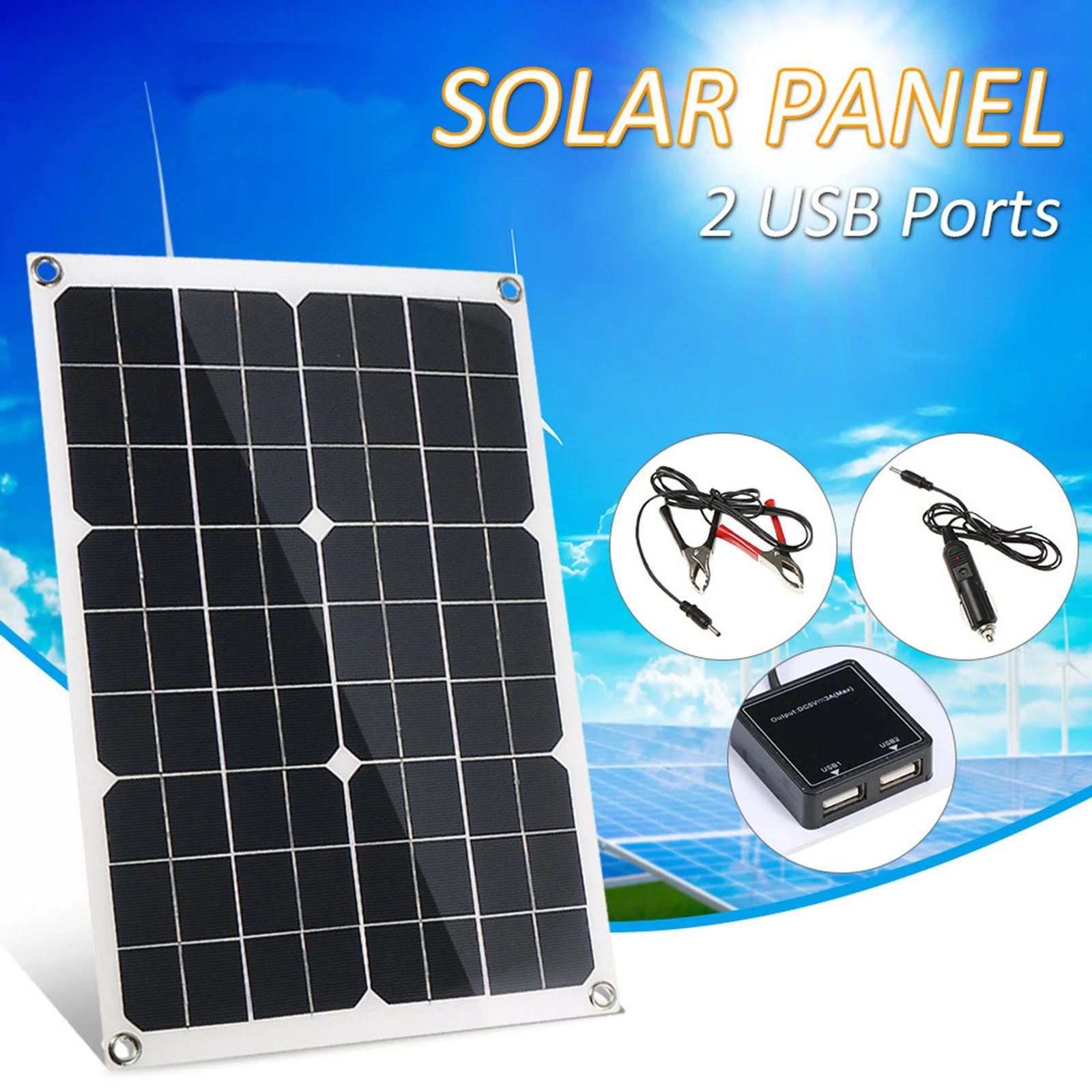 

Solar Panel Photovoltaic Panel Backup Remote Power Consumption 20W Charger DC Cable Monocrystalline Suction Cups