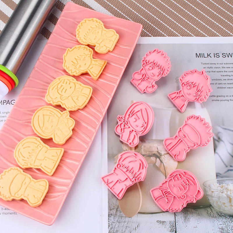 

6pcs Anime Jujutsu Kaisen Cookie Cutters Set Baking 3D Press Stamp Embosser Biscuit Mold Cookie Stamp Cutter Cake DIY Mold