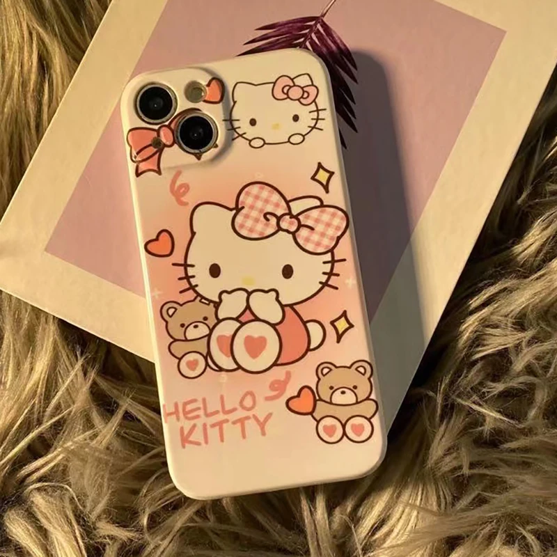 For iPhone 13 Pro Max Hello kitty Cat Cover For iPhone 14 13 12 11 Pro Max Mini 6 6s 7 8 Plus X XR XS Max white clear Phone case