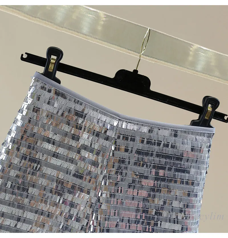 Summer Black Sequins Shorts Women 2023 High Waist Slimming Silver Sequined A- Line Wide-Legged Shorts Y2K