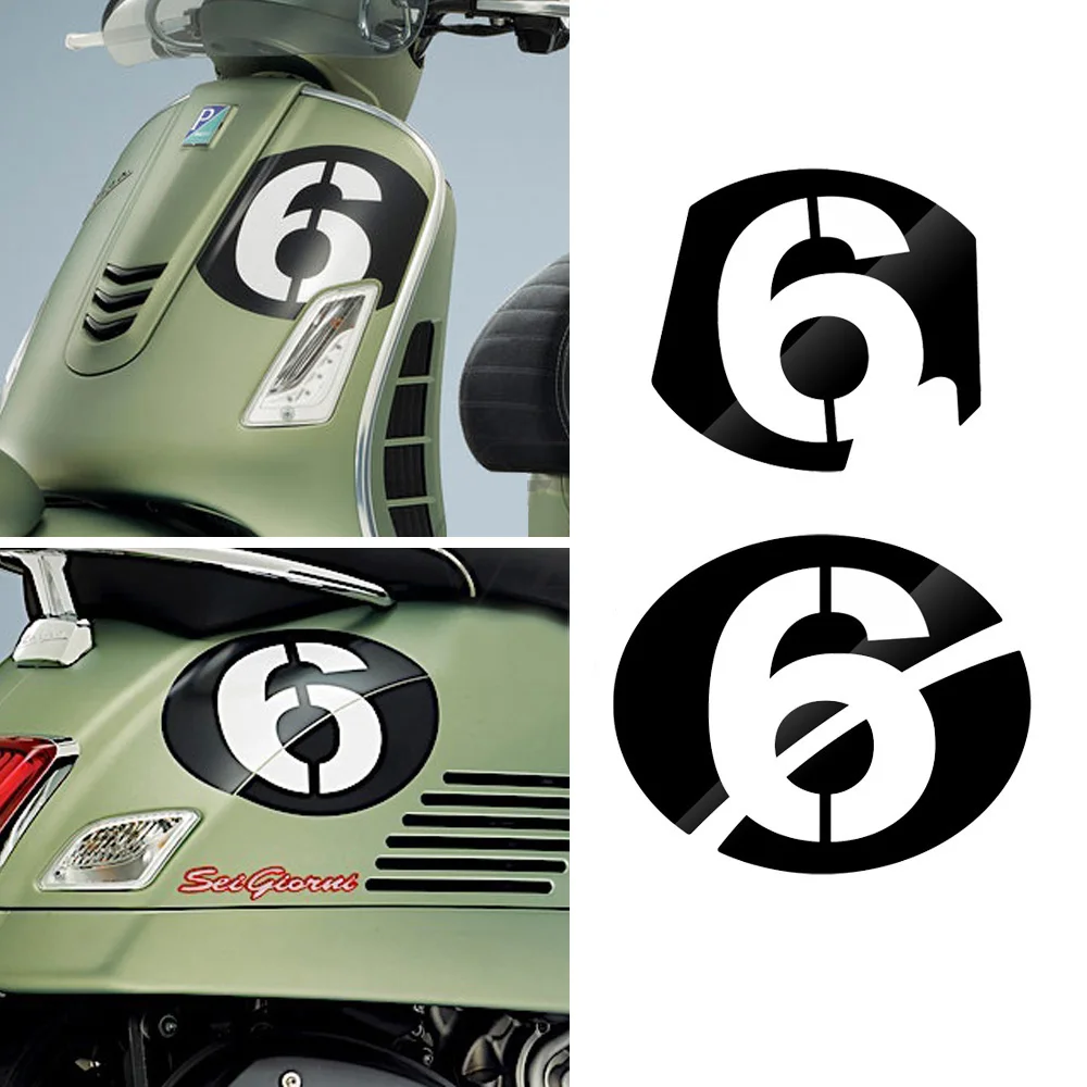 

Motorcycle shell with stickers number 6 for Piaggio Vespa 2 series Sei timni GTS 300 GTS300 GTS300ie Supersport Raised Sticker