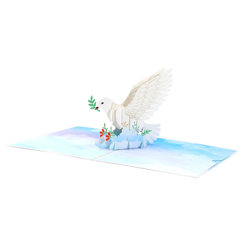 

White Pigeon Greeting Cards Thank You Cards Postcard 3D Pop Up Card For Teachers Day with Envelope and Note Tag Decor