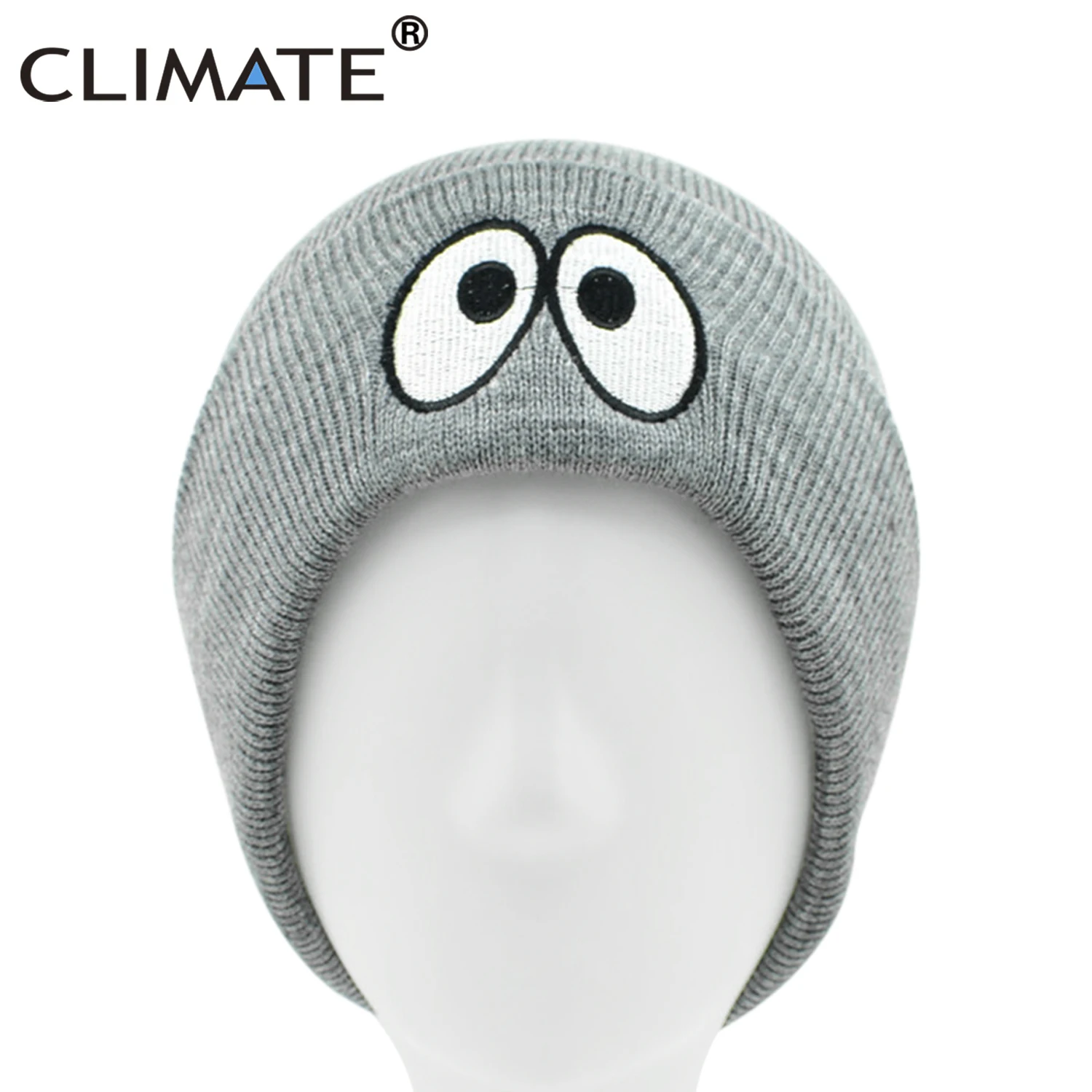 Зеленая зимняя шапка с милыми глазами CLIMATE для мужчин и женщин Серая осенняя
