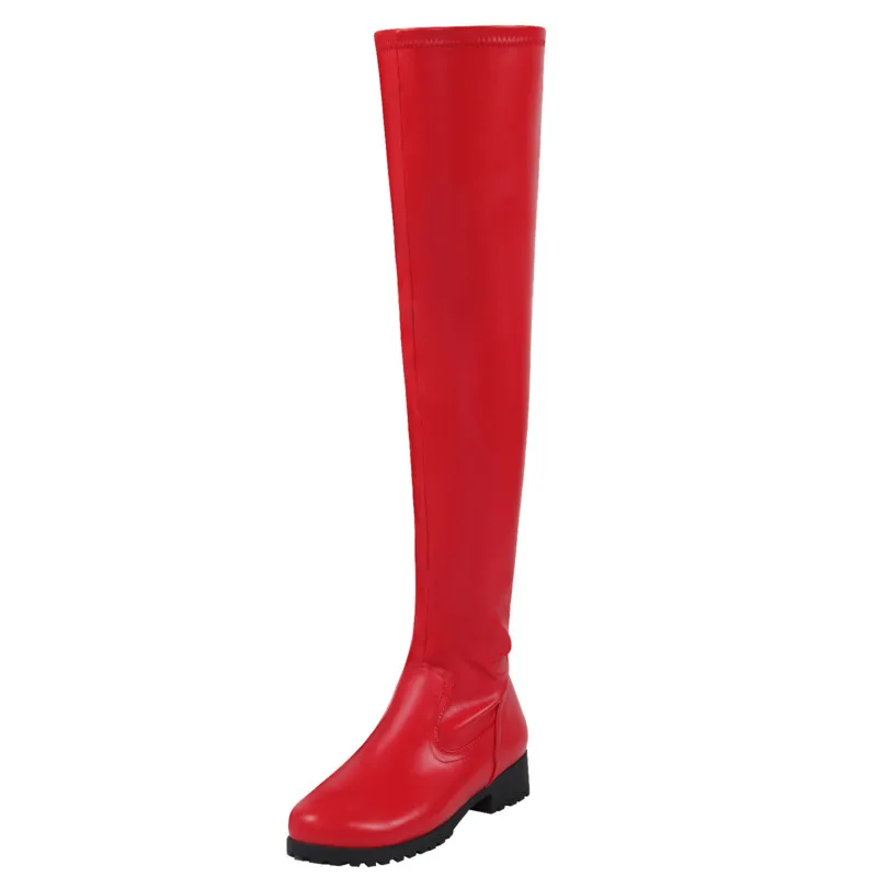

Women's High Boots Sexy Elastic Zipper Low Heel Round Toe Fashion Ladies Shoes Casual Fashion Nightclub Party Long Boots