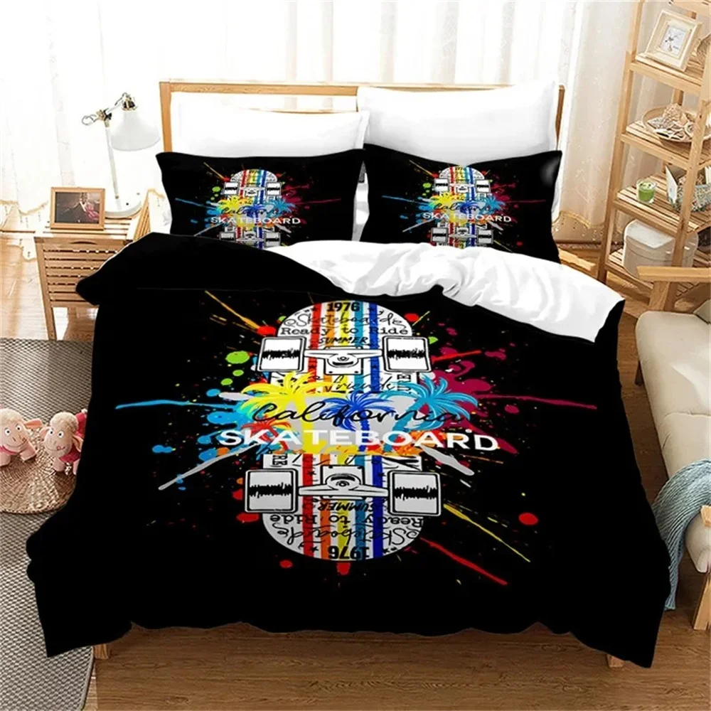 Skateboard Duvet Cover Microfiber Extreme Sports Game Bedding Set Astronaut Spaceman Quilt For Kids Teen Boys