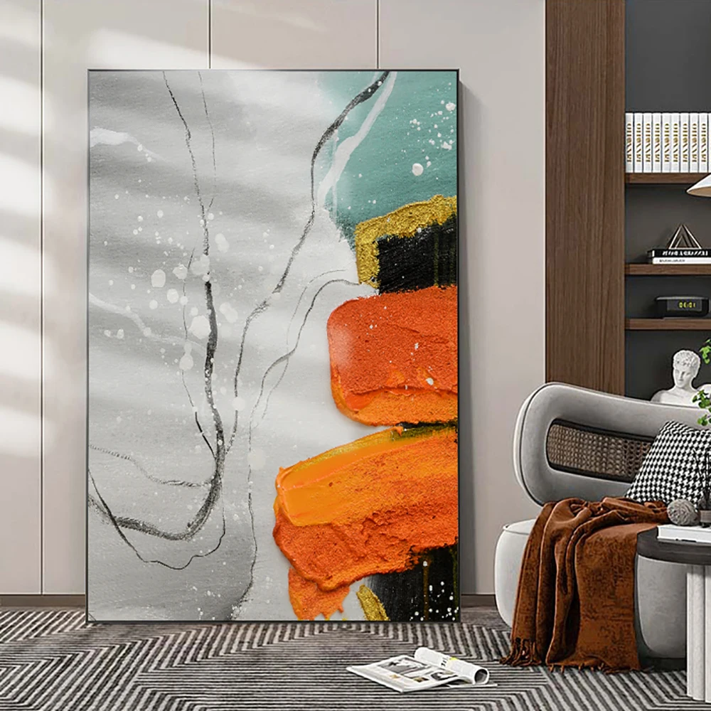 

Ручная роспись маслом оранжевый абстрактный холст искусство современные 3D настенные картины для гостиной офиса декоративная картина без р...