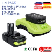 3 0ah li ion rechargeable battery for for ryobi 18v bpl1820 p108 p109 p106 p105 p104 p103 rb18l50 rb18l40 one cordless tool