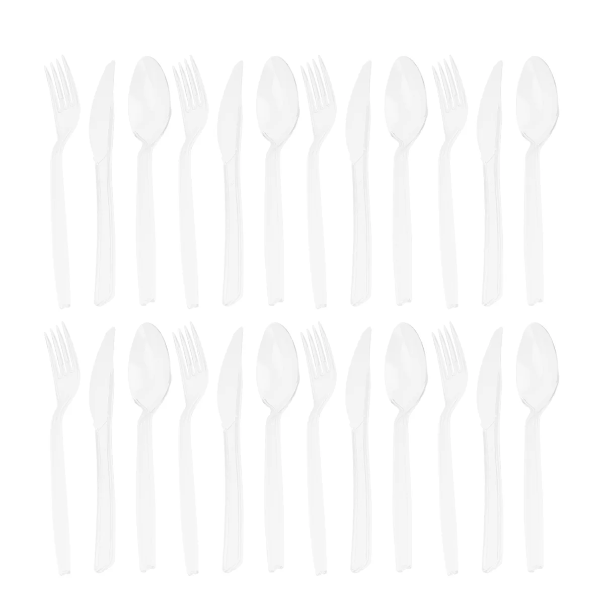 

300pcs Transparent Disposable Tableware Party Plastic Cutlery Fork Spoon for Party Birthday (Knife, Fork, Spoon Each 100pcs)