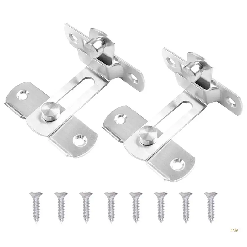 41XB 2 Pcs Sliding Barn Door Lock Stainless Steel Flip for LATCH Safety Privacy Closet Pocket Doors Wood G |