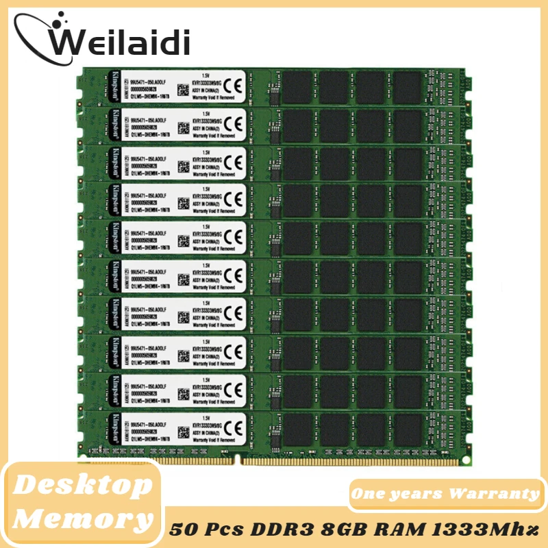 

Kingston 50Pcs DDR3 8GB Memory RAM 1333Mhz PC3-10600 1600Mhz PC3-12800 Desktop DIMM 240 Pins 1.5V NON ECC
