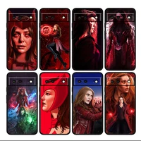 scarlet witch marvel shockproof cover for google pixel 7 6 pro 6a 5 5a 4 4a xl 5g black phone case shell soft coque capa cover