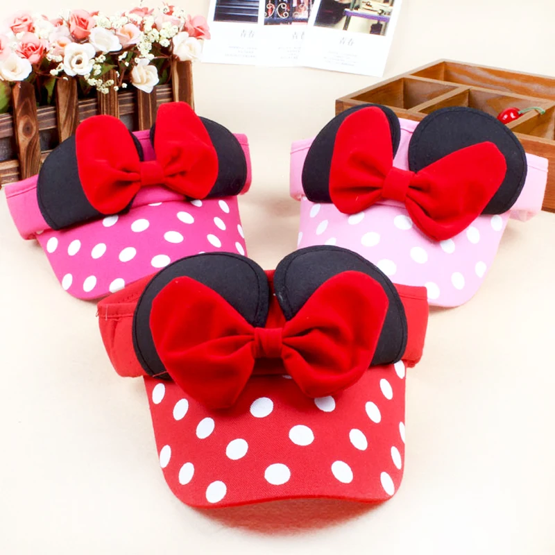 

Mickey Mouse Ear Kids Baby Hat Cute Lace Bows Summer Children Girl Sun Hat Baby Accessories Outdoor Sport Girls