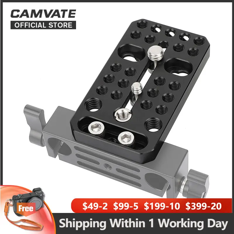 

CAMVATE Multipurpose Cheese Plate Camera Baseplate with 1/4"-20 & 3/8"-16 Threads for Camera Rig Photography Video Accessories