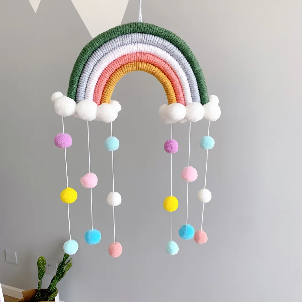 

Rattles Crib Mobiles Toy Bed Bell For Newborn Baby Rainbow Tassel 0-12 Month Carousel Cots Projection Dropshipping Toy For Crib