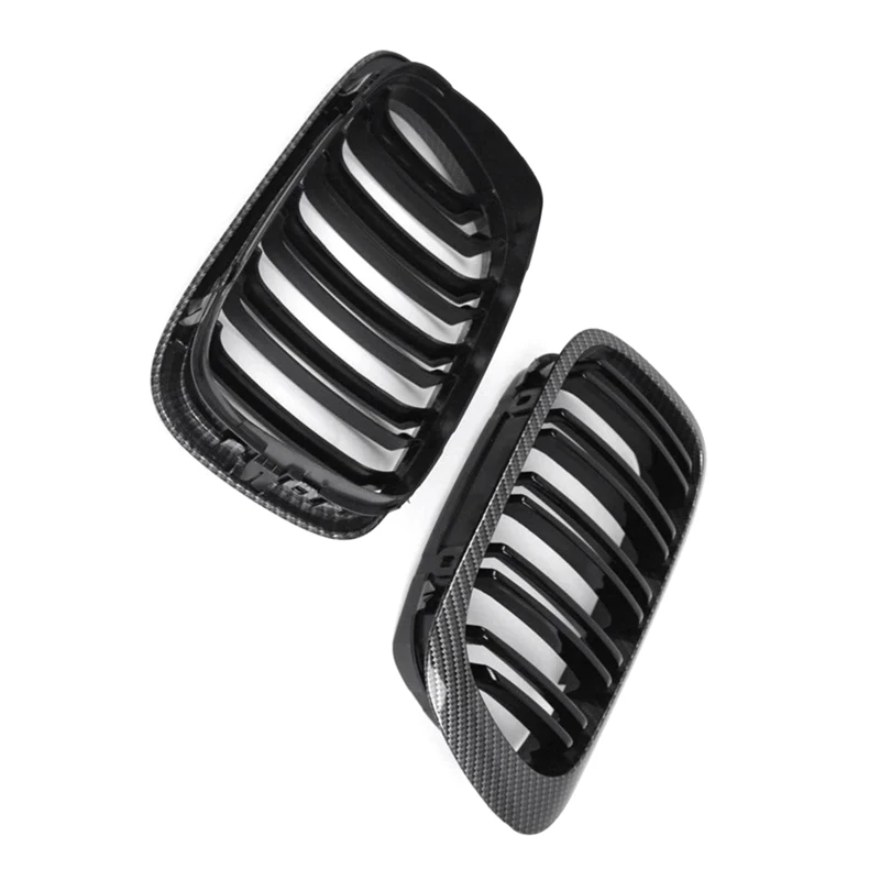 Front Bumper Kidney Grill Accessories Dual Slat Grilles For BMW E46 1999-2006 3 Series 2Dr Carbon Fiber