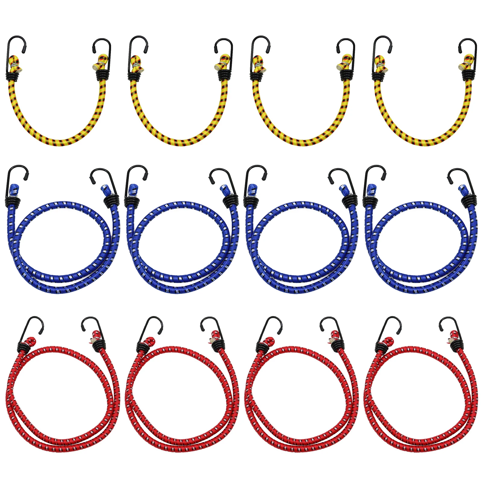 

12pcs Elastic Straps With Hooks Bicycle Bungee Cord Strong Heavy Duty Bundling Tents Reusable Outdoor Camping For Securing Tarps