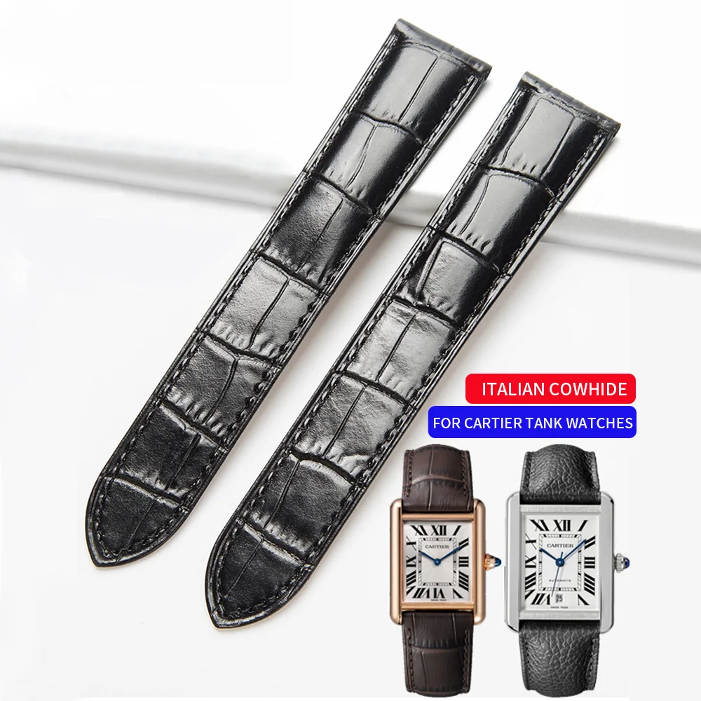 

Echt Lederen Horlogeband 20/22/23/24/25 Mm Geschikt Voor Cartier Tank Solo W6700255 Horloge Band Voor mannen/Vrouwen