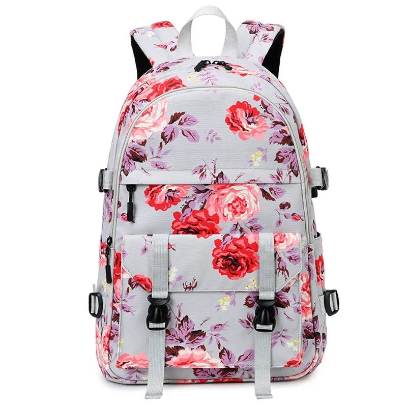 Casual Backpack Women's Bag Oxford Cloth Computer Bag Printing Multi-functional School Bag for Middle School Students Bags
