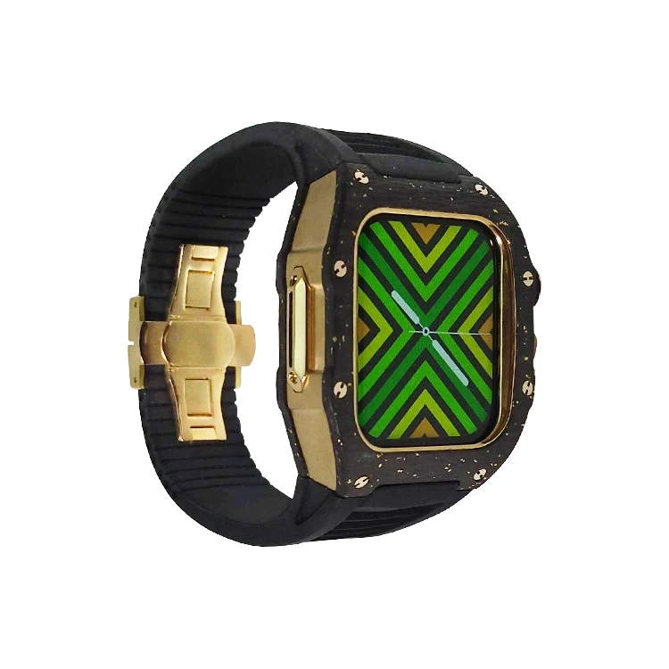 

Роскошные Защитные Чехлы, титановый Металл для iWatch, углеродное волокно, фтор, резиновый ремешок, чехол для часов Apple Watch