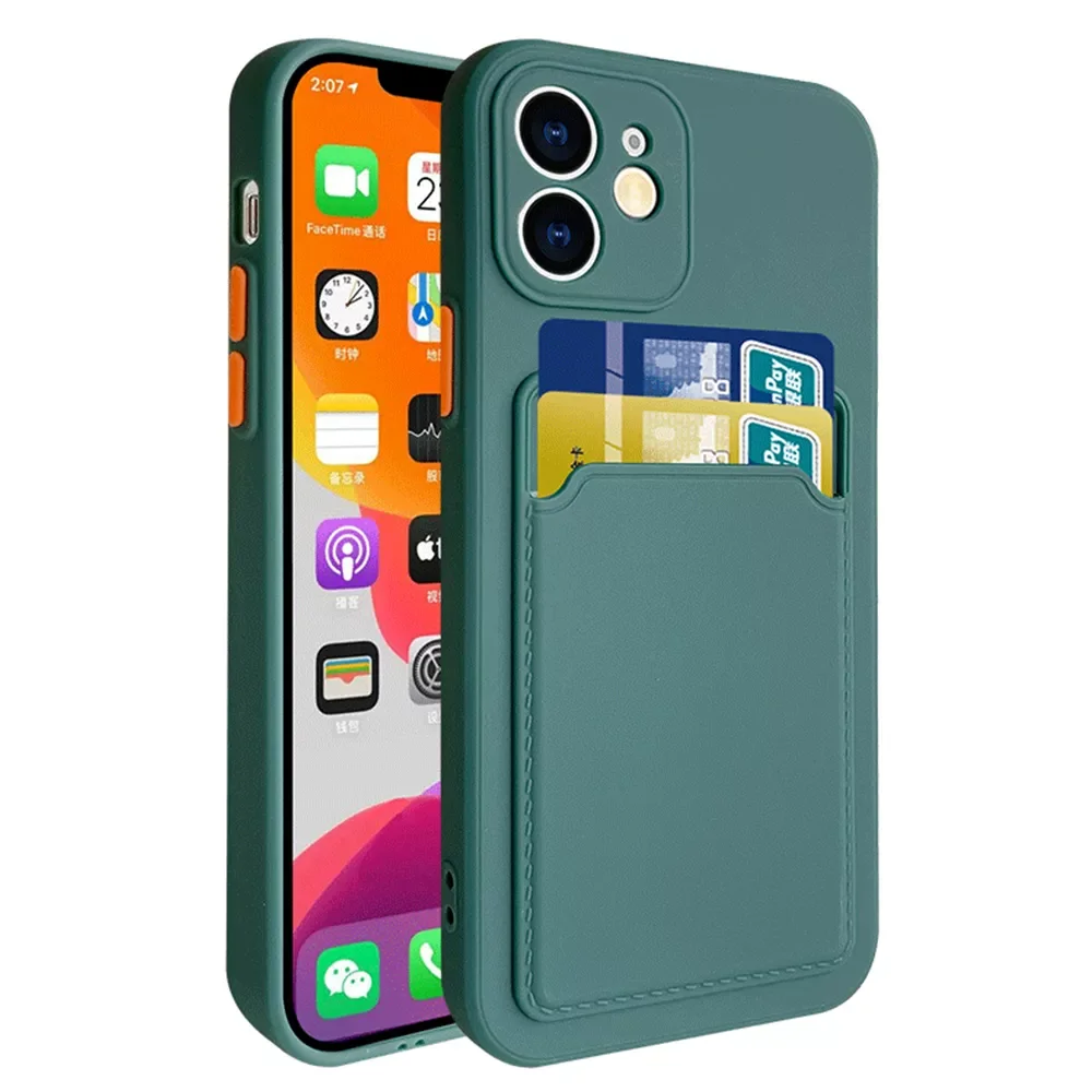 

Card Holder Phone Case Coque For iPhone 11 12 Mini Pro Max X XR XS Max 6 7 8 Plus SE 2020 Wallet Soft TPU Back Shockproof Cover