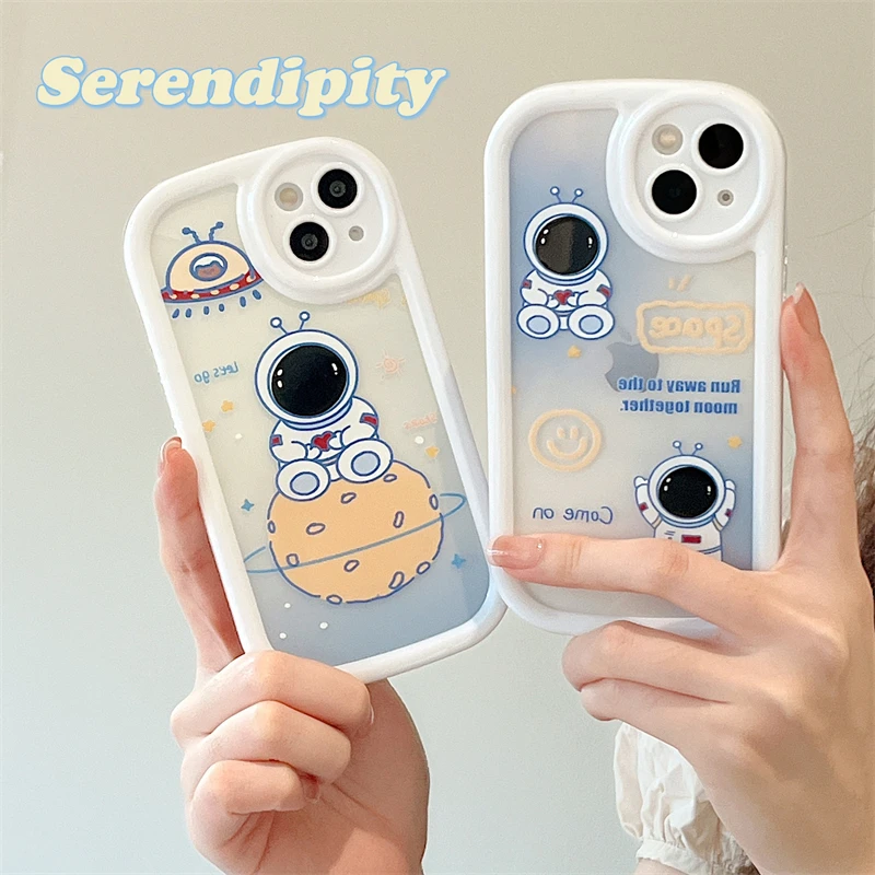 

New Luxury Cartoon Astronaut Star Space Phone Case For iPhone 11 13 Pro MAX XS X XR 12 Clear Soft TPU Shockproof Soft Back Cover