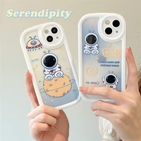 new luxury cartoon astronaut star space phone case for iphone 11 13 pro max xs x xr 12 clear soft tpu shockproof soft back cover