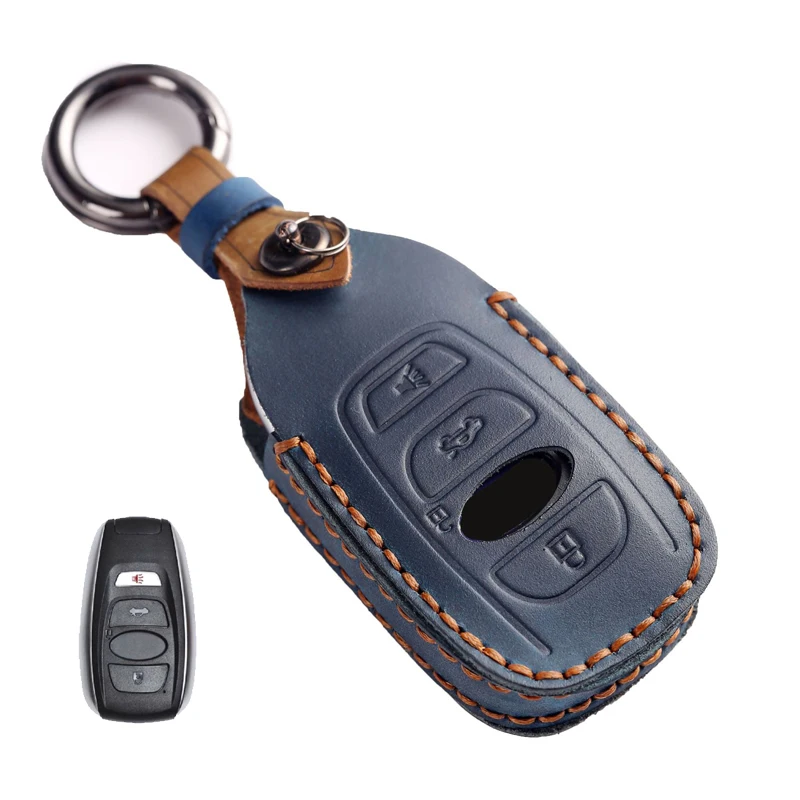 

Car Special Leather Key Case Protect Cover With Keychains Accessory Auto Decoration Supplies For Subaru Forester Outback Legacy
