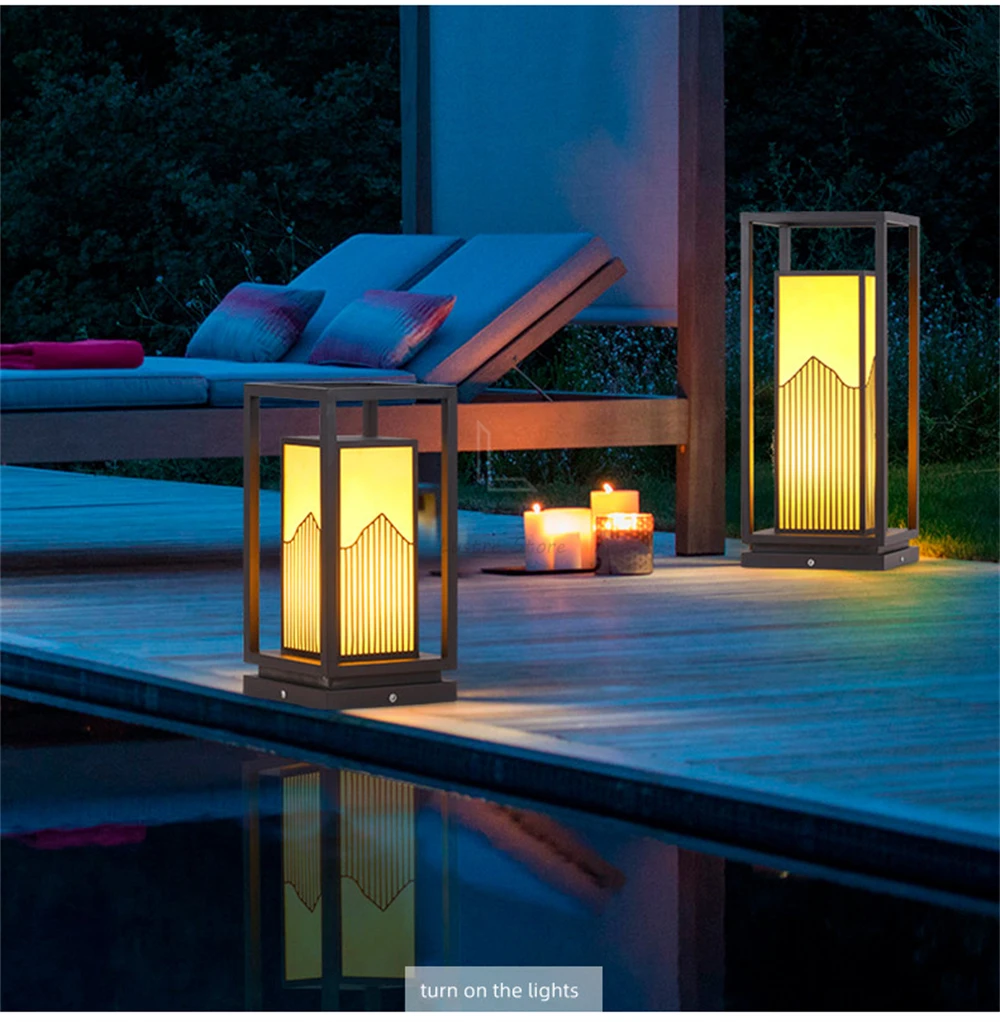 

Modern Outdoor Chinese Style Waterproof LED Lawn Light 10W Galvanized Sheet Imitation Marble Villa Garden Park Landscape Lamp