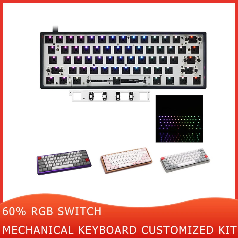 New Hotswap DIY Keyboard Kit Wireless bluetooth With Type-C Cable RGB Backlit Mechanical Keyboard Customized Kit 60% Layout PCB