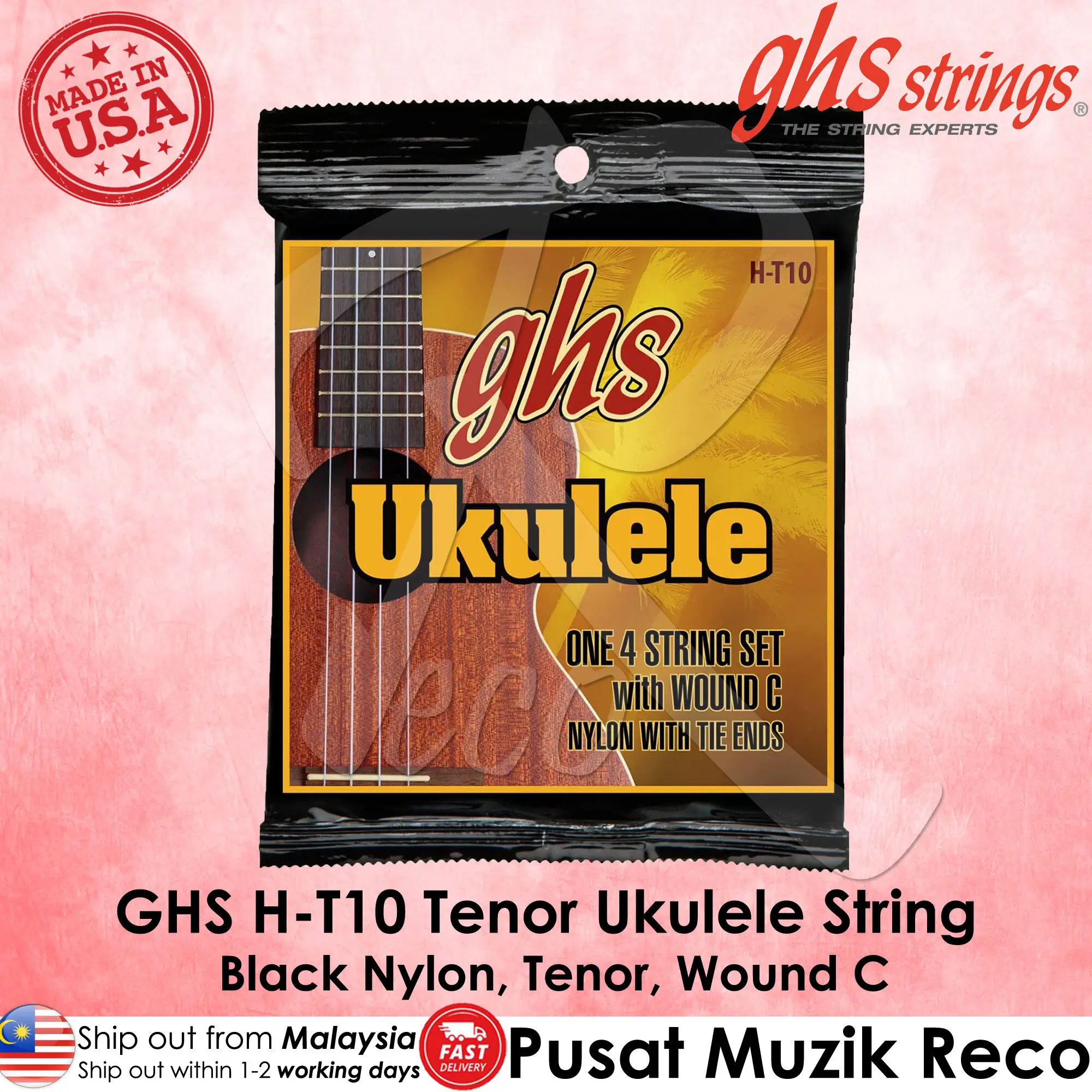 

GHS H-T10 Tenor Ukulele String SET Black Nylon with Wound C 【MADE IN USA】