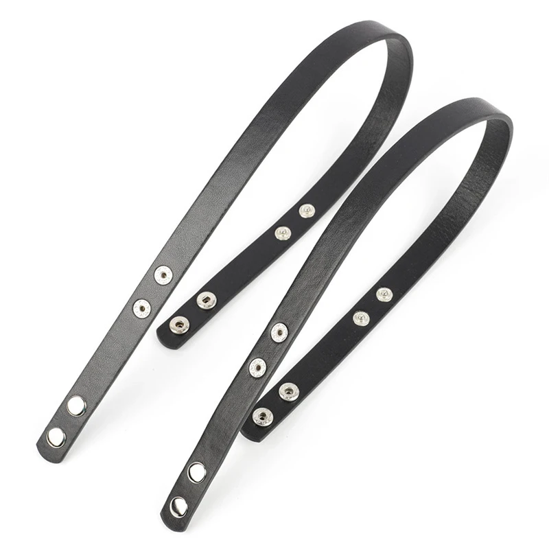 

2pcs Black Bag Strap Snap Button HandleShoulder Bag Belt Band Detachable bag PU Leather Handles 40cm Handmade DIY Accessories