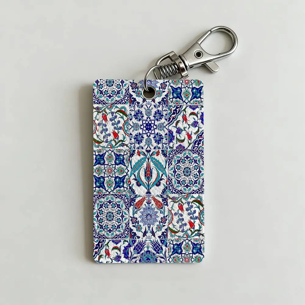 Кожаный брелок-ключница Art I-Iznik с узорами под плитку, универсальный, антикоррозийный, для мужчин и женщин, с кольцом для ключей (art.: 3920d995cd124) - 3920d995cd124