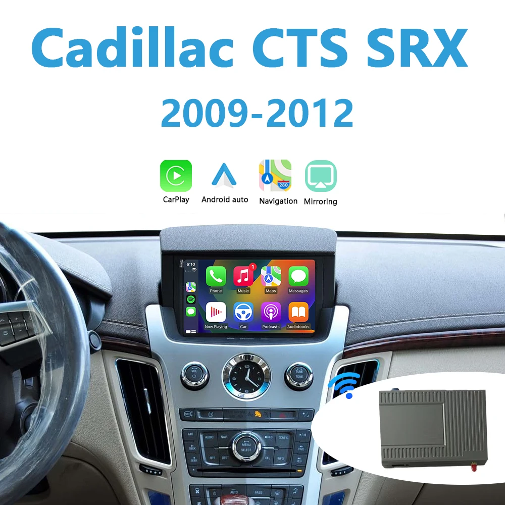 Беспроводной CarPlay для Cadillac CTS 2009-2012, модернизированный беспроводной Android Auto Plug & Play, добавление камеры заднего вида, зеркало для iPhone