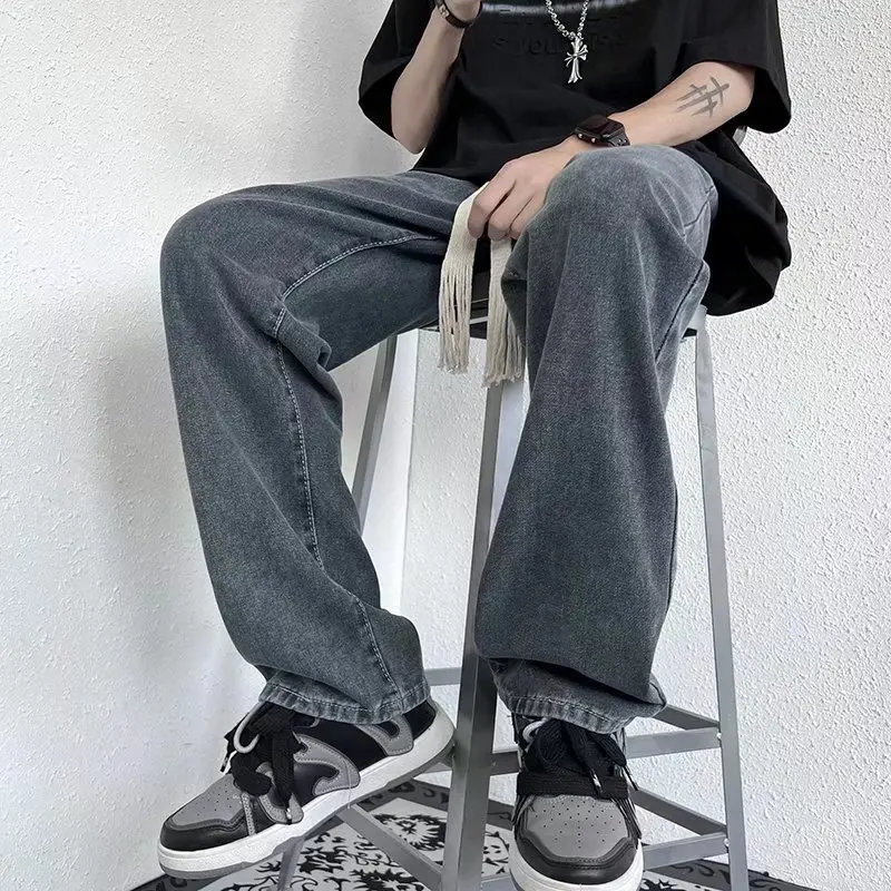 

Джинсы мужские с широкими штанинами, повседневные прямые мешковатые брюки из денима в стиле хип-хоп, уличная одежда