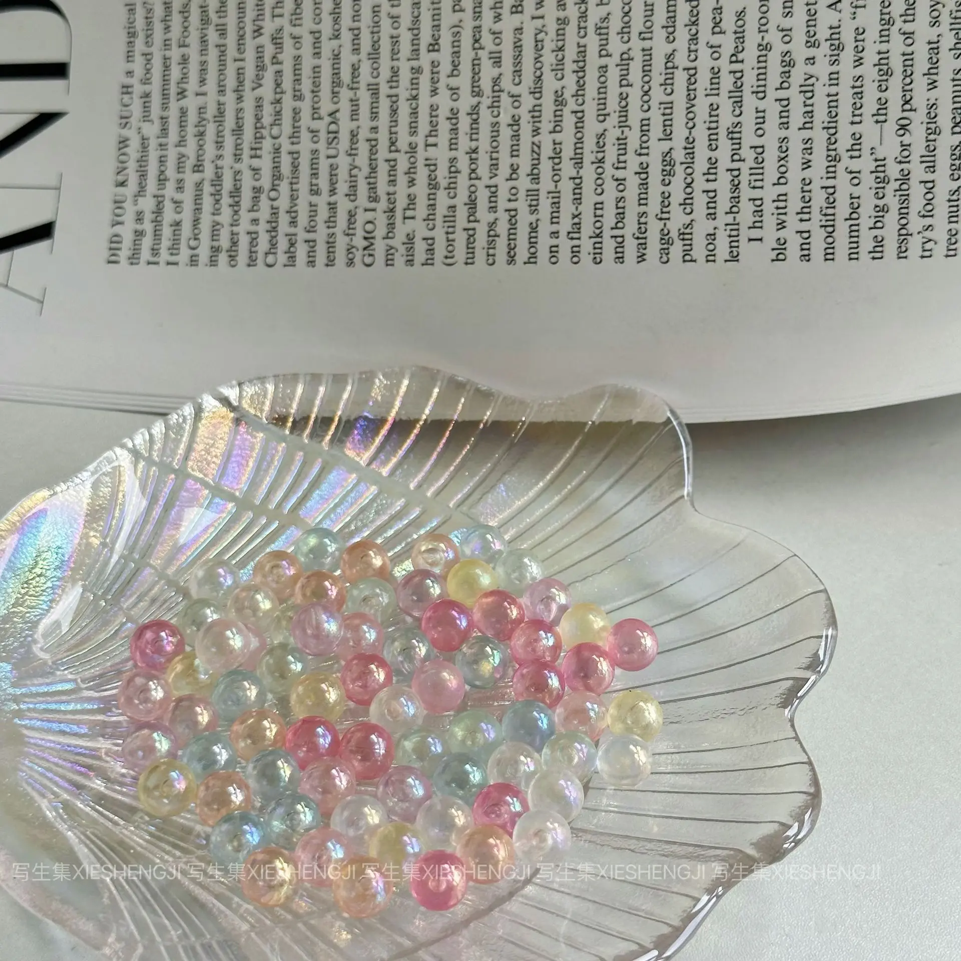 

In Vogue Seven-Color Bubble Beads 4mm 6mm 8mm 5g/ Box Nail Jewelry Transparent Magic Color Acrylic Non-Porous Round Beads DIY