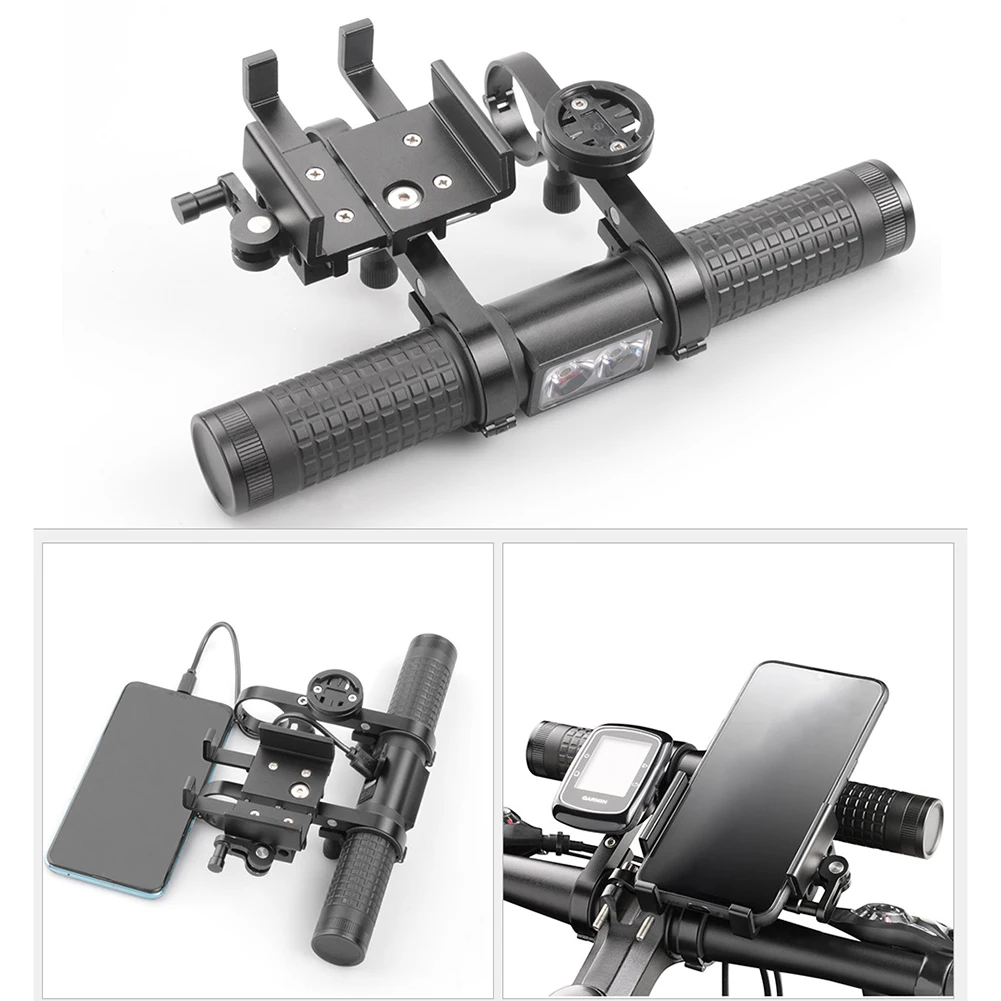 

5 in 1 Bike Handlebar Extender USB Charging Bicycle Lamp Flashlight Bracket Clamp Extension Support Holder Cycling Accessories