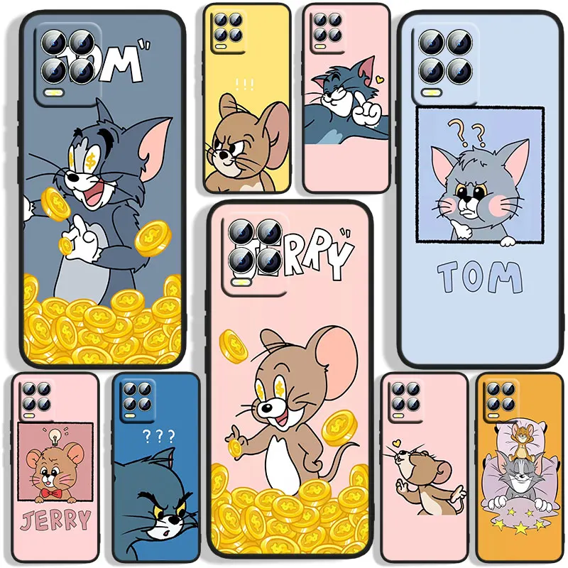 

Funny Tom Jerry Cat Mouse Phone Case For OPPO Realme 5 6i 6s 7 7i(Global) 8 8i Pro 5G Realme Narzo 50A Narzo 50i Black Silicone