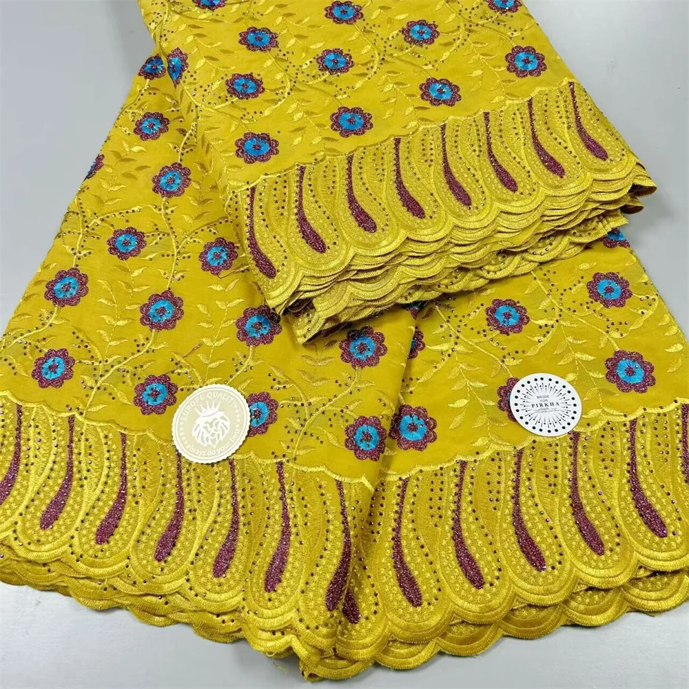 2024 Новая африканская французская швейцарская кружевная ткань с камнями