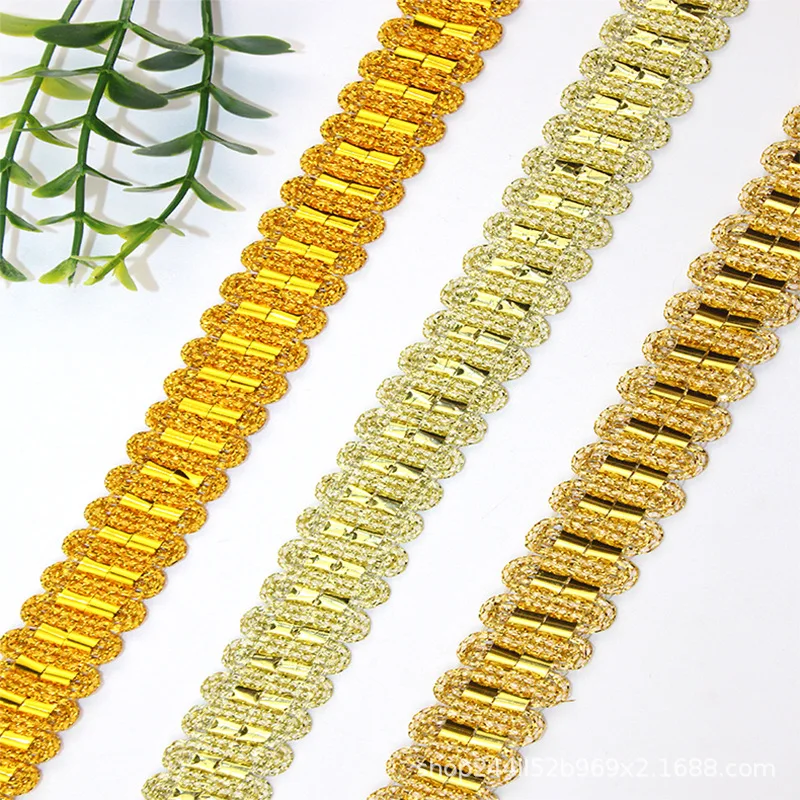 5 ярдов, 2 см, золотая, серебряная кружевная лента для одежды, занавеска для дома, искусственный материал для украшения краев