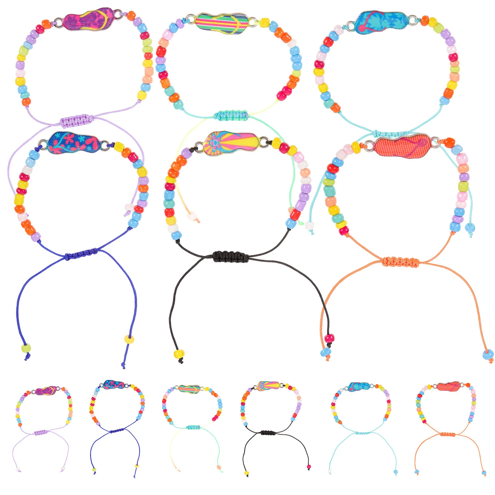 

12pcs Hawaiian Stylish Beads Wristband Beaded Wristlet Seaside Charm Bracelet for Women Men