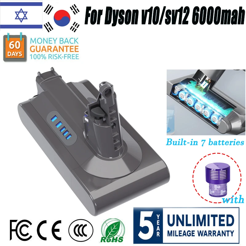 Пылесос Dyson V10, 25,2 в, 6000 мА · ч