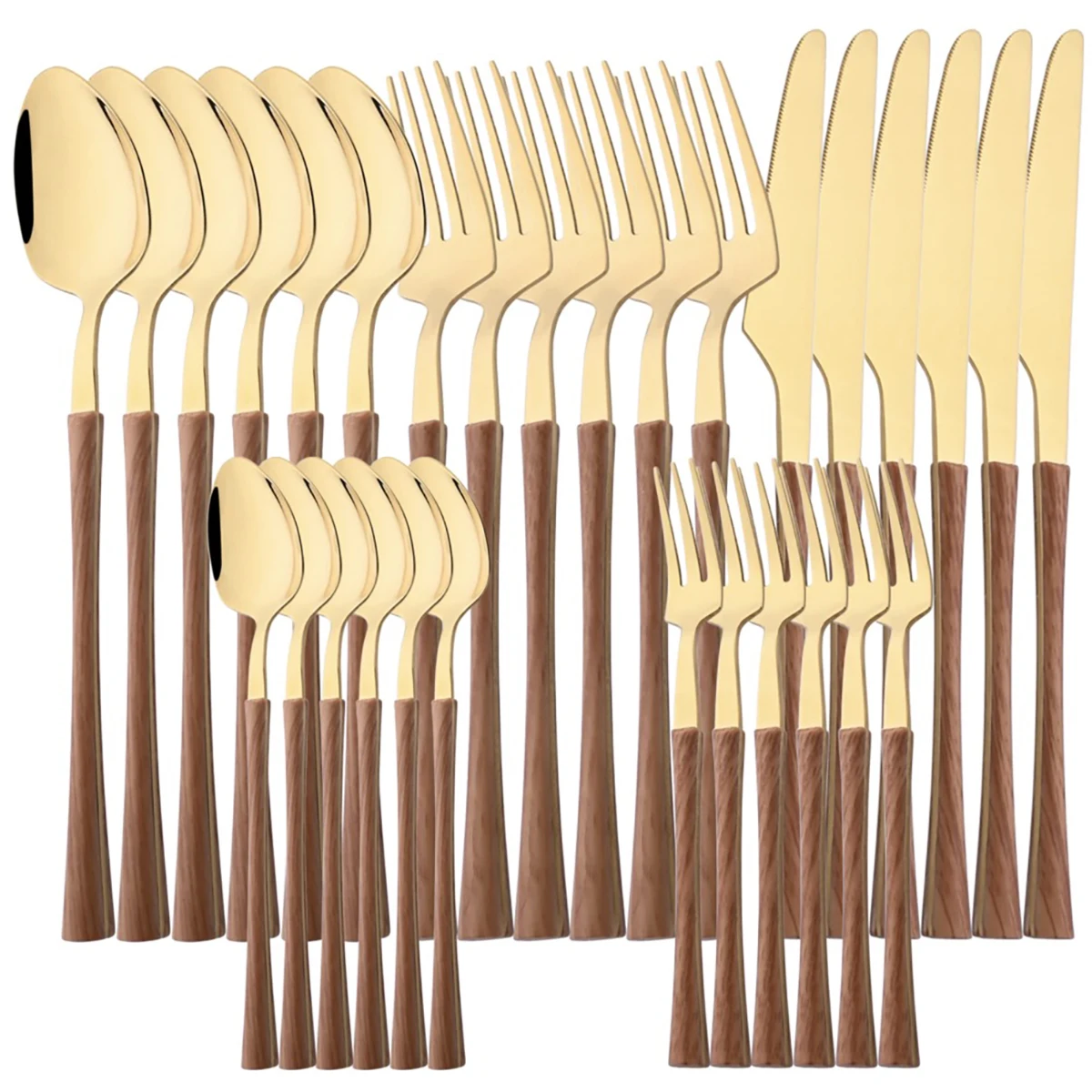 Набор столовых приборов из нержавеющей стали коричневого золота 30 шт.