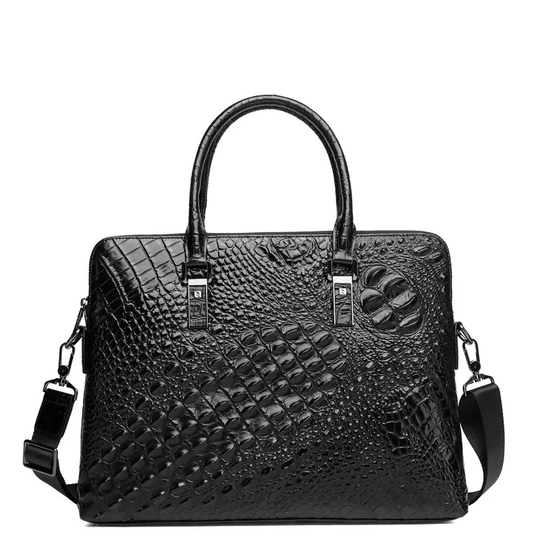 2022 New Crocodile Pattern Leather Business Handbag Men's Top Leather Briefcase High-grade Single Shoulder Messenger Laptop Bag